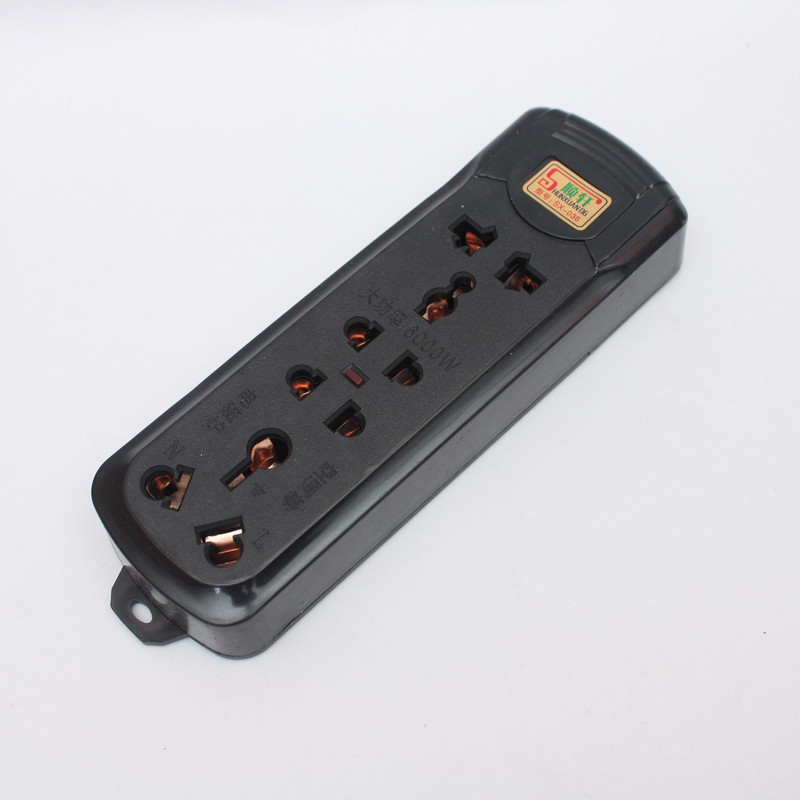 3Pin Multiplug 6000 Watt, Heavy Duty Multi-Plug Power socket with 5Meter wire For Heaters, Kettle and other high voltage uses - Black