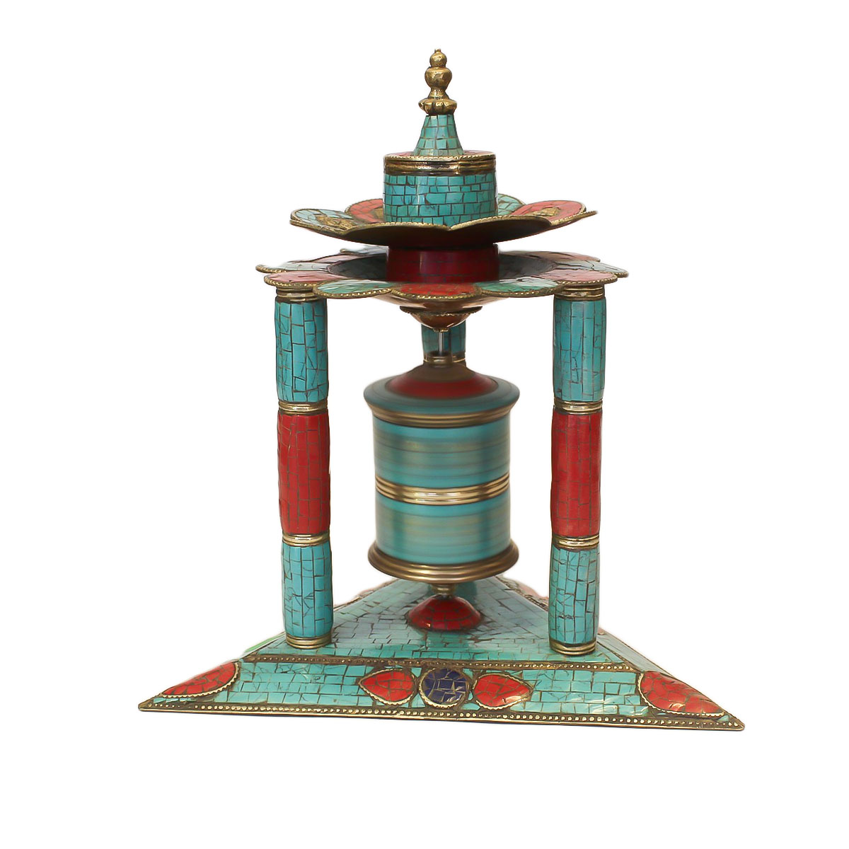 Astamandala Triangle Om Mani Padme Attractive Prayer Wheel With Incense Holder