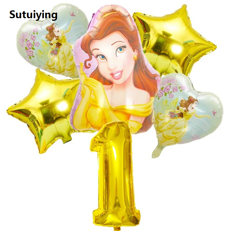 Sutuiying Disney Princess Foil Balloons Belle Cinderella Ariel Girl Helium Luxury Balloons Baby Shower Birthday Party Supplies Decoration Globos
