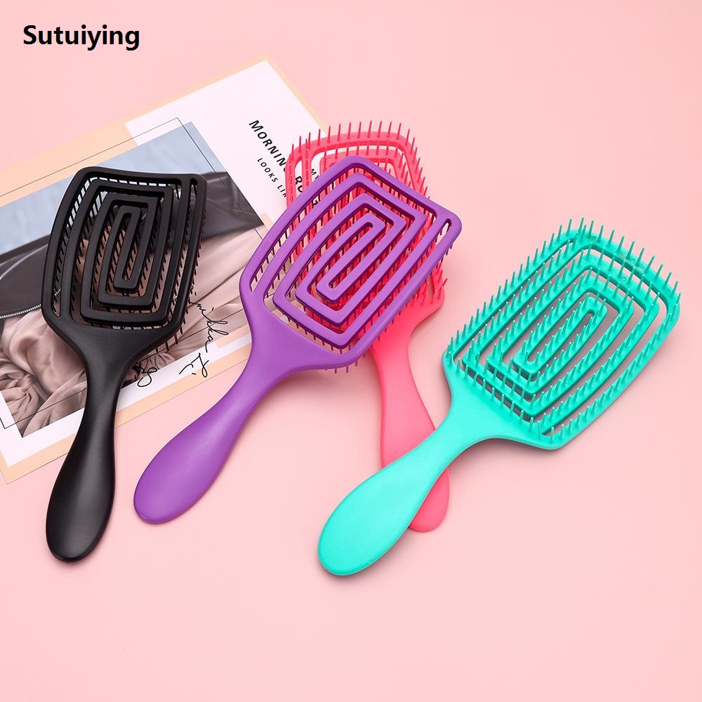 Sutuiying Fashion Salon Wide Tooth Comb Hairdresser Styling Massage Comb Hot Selling Curved Comb for Hair Care Removing Tangles Barber Accessories