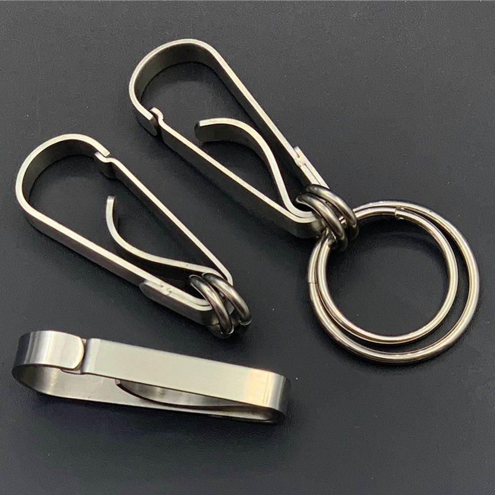 Multi-function Business Style Carabiner Key Clip Polishing Smooth Stainless Steel Men Key Rings Anti-rust Anti-fingerprint Car Key Chain Key Pendant