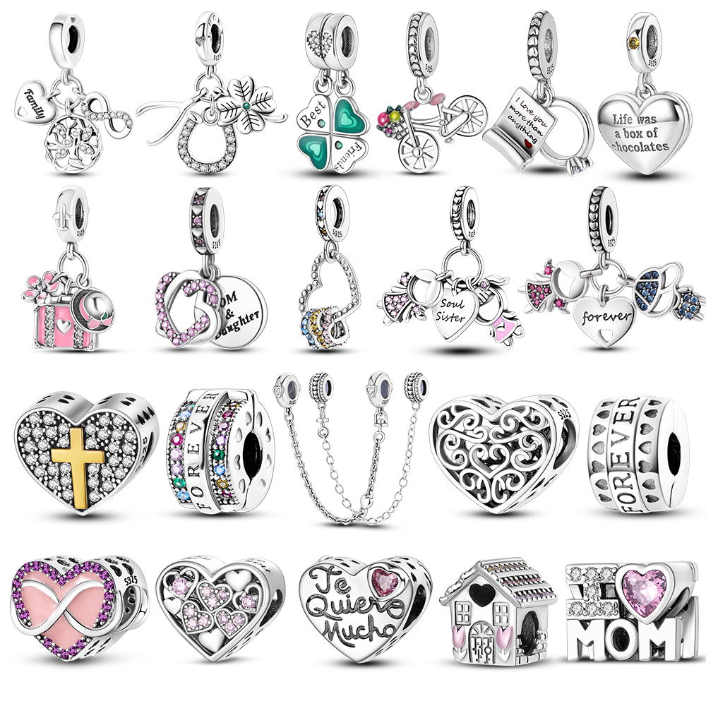 925 Silver Little Girl Love Mom Forever Infinity Infinite Dangle Charm Beads fit Pandora Original Women Bracelet Jewelry Special