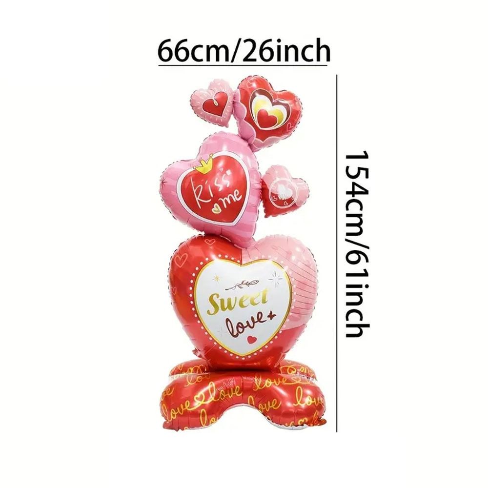Party Decor Supplies Thickened Heart-to-heart Shaped Foil Balloon Cartoon Inflatable Love Shaped Balloon Aluminium Film with Large Base Party Decor Balloon Confession