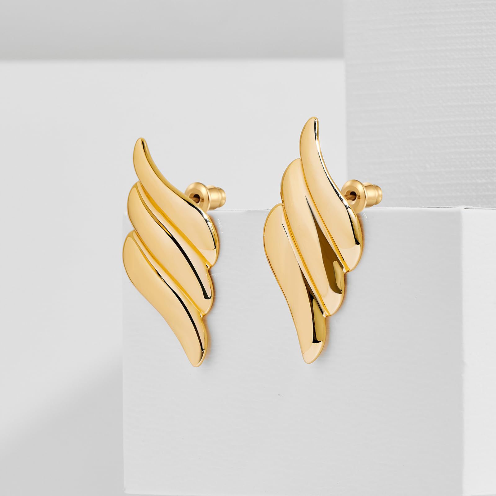 【Special offer】Ins Personalized Niche Trendy Retro Simple Earrings Women's 18K Gold Angel Wings Stainless Steel Earrings Jewelry