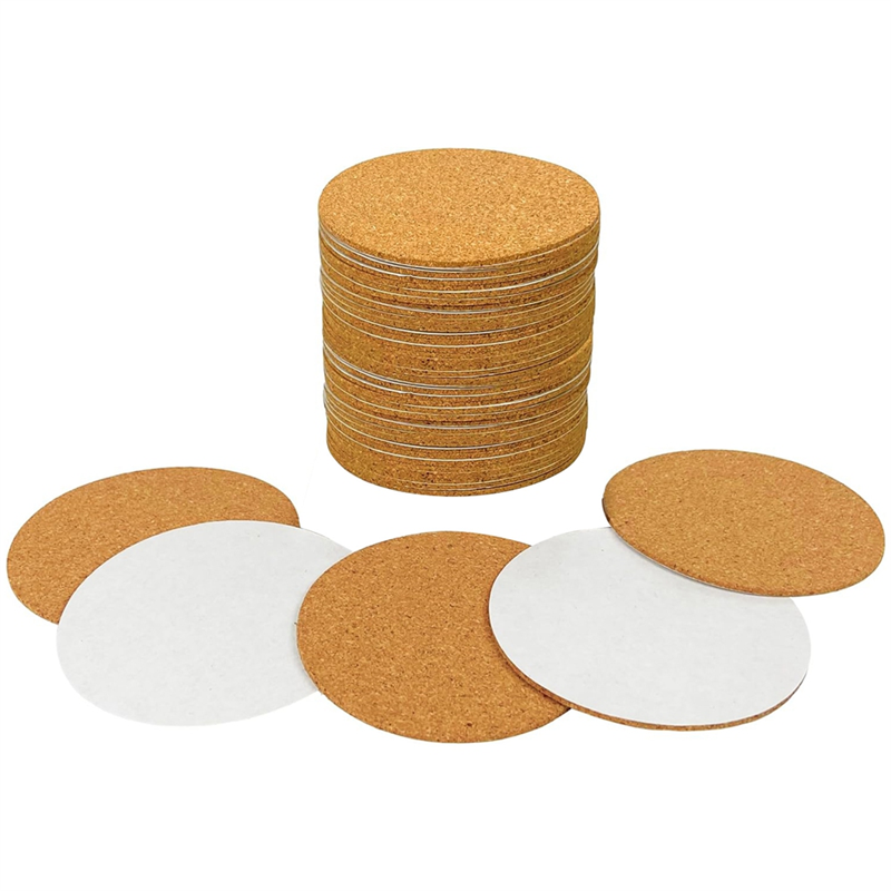 NAMUNY 40 Pack Self-Adhesive Cork Round 3.5 Inch Backing Sheets Cork Coasters for DIY Crafts-Bottom Protection