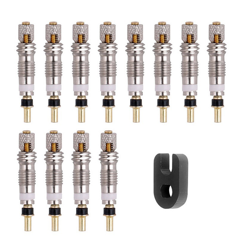 OUMERY 12PCS Presta Valve Brass Core Tool Road Bike Tubes Repair Tire Service Parts Bike Tire Air Valve with Tool