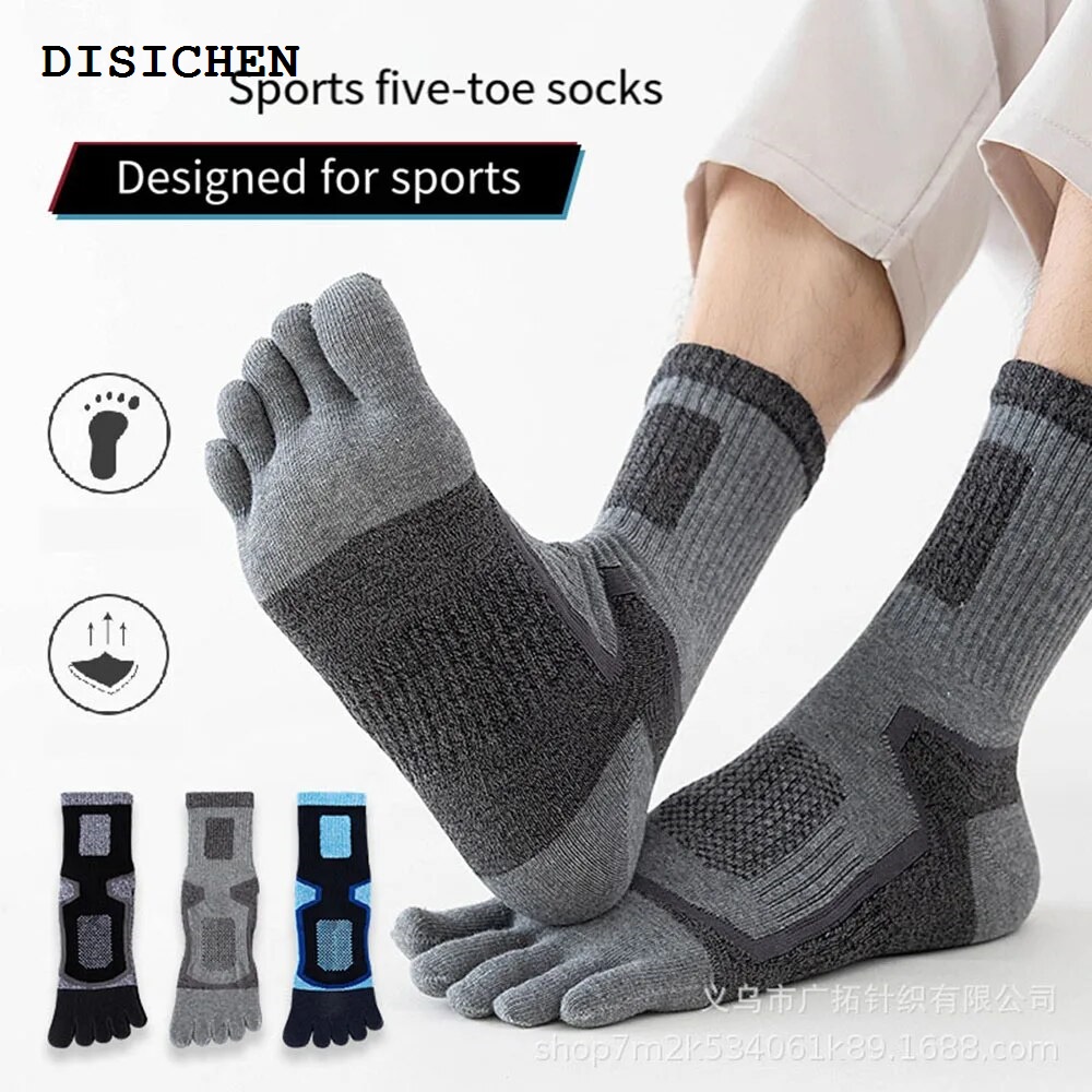 DISICHEN Luxury 1 Pair Five Finger Socks For Men Cotton Colorful Party Dress Long Socks With Toes Street Fashion Breathable Endurable Fitness