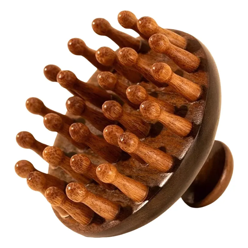 CARAT Hair Growth Massage Brush Wooden Scalp Massager Brush for Hair Growth Relaxation - Portable Gua Sha Scrubber for Men Women Wet