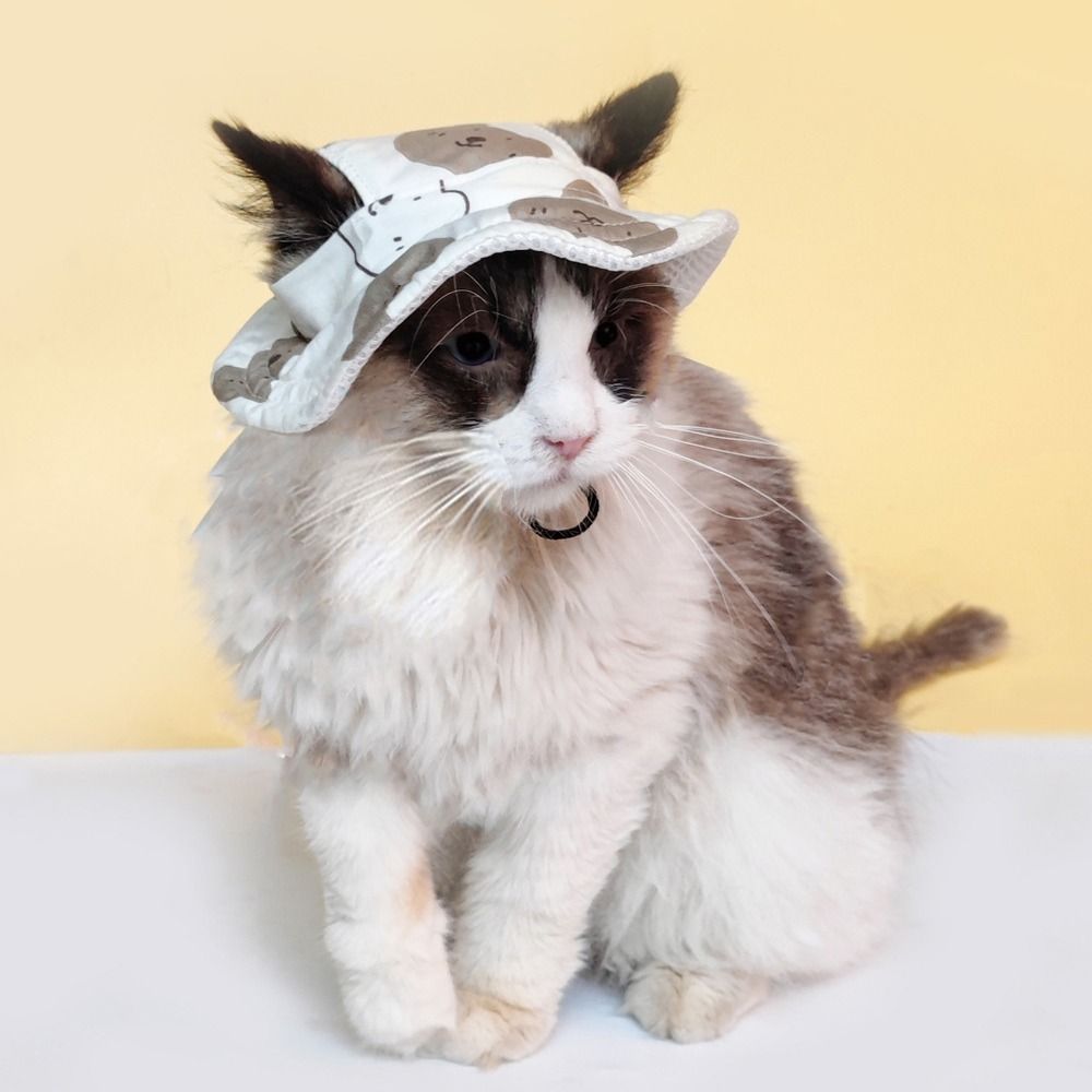 Fashion Cartoon Dog Fisherman Hat Adjustable Breathable Dog Sunshade Hats Sun Protection with Ear Holes Pet Sun Hat for Cats Dogs