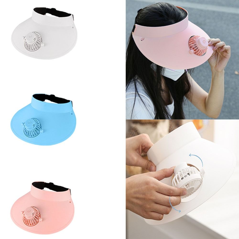 Cooling Fan Summer Sun Hat with Fan UV Protection Running Bicycle Empty Top Hat USB 3-speed Visor Caps Sports Tennis Golf