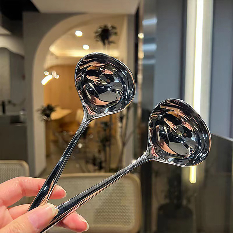 1PC 304 Stainless Steel Deep Thickened Spoon Long Handle Household Drinking Spoon Big Head Round Spoon Congee Spoon CF8