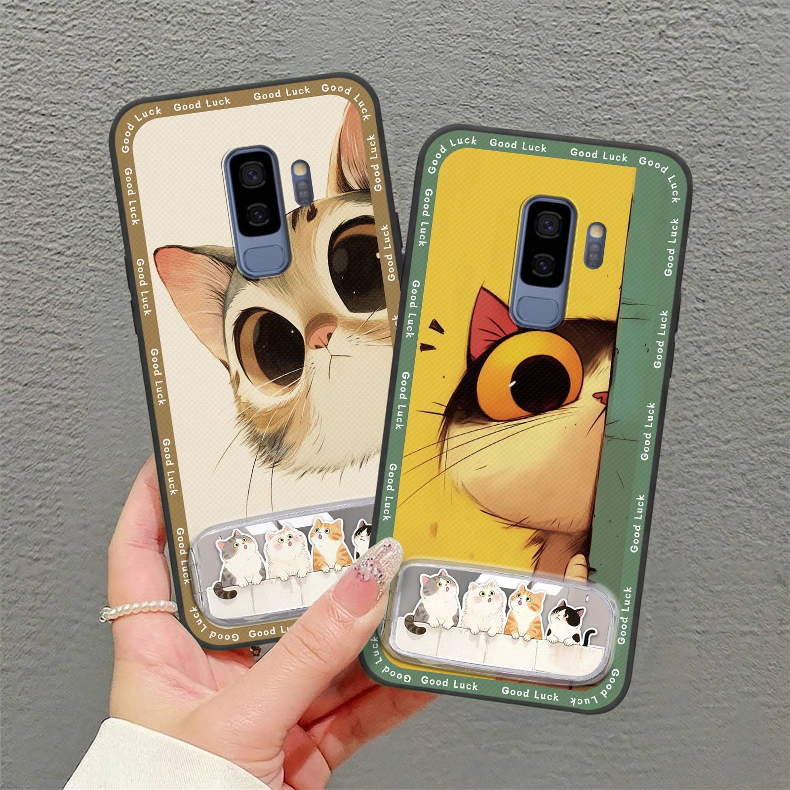 Protective Phone Holder Phone Case For Samsung Galaxy S9 Plus/S9+/SM-G9650 three-dimensional Makeup Mirror Cloth Patch