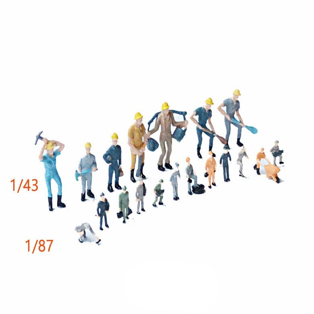 10/25pcs High Quality Mini Construction Worker Model Plastic Building People Figures Mixed Color Pose Miniature Home Decorations