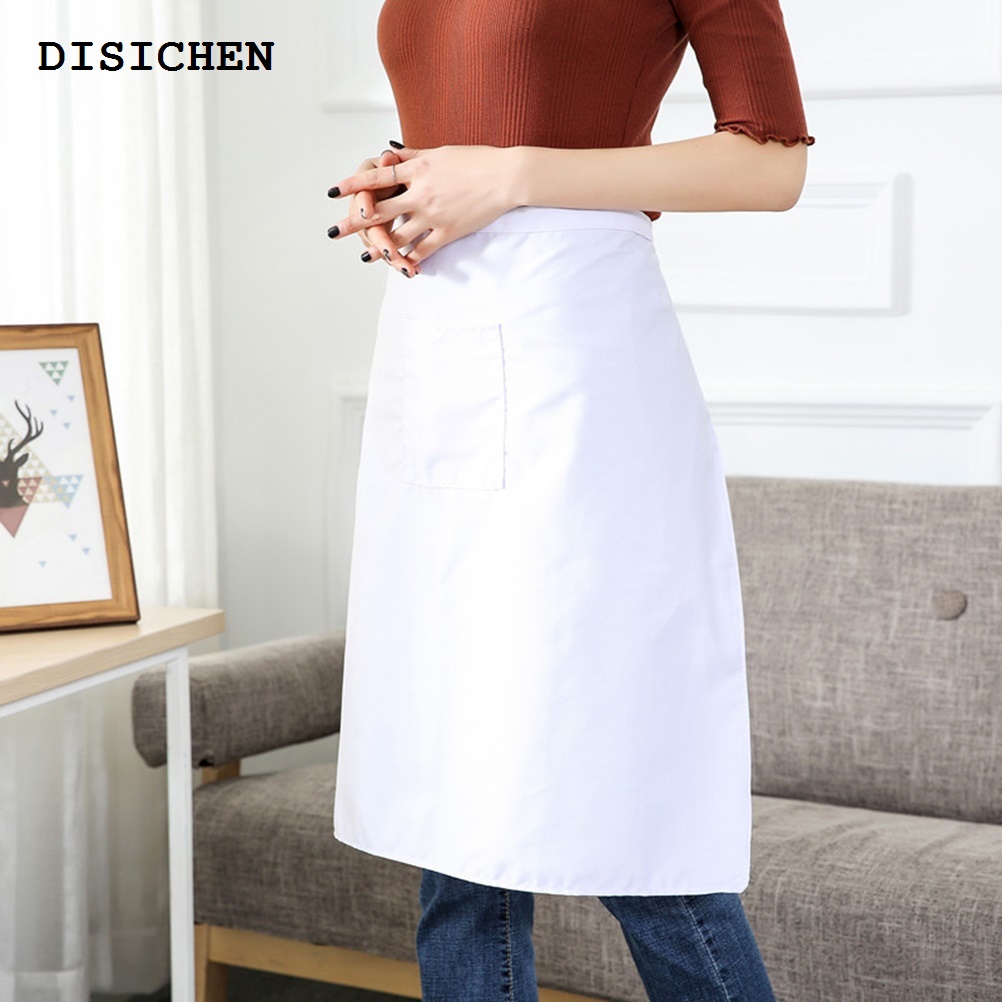 DISICHEN 2025 White Apron Waist Apron Cotton Cooking Apron Kitchen Working Apron For Home Shop Bakery Service Uniforms Chef Pastry Pure Apron