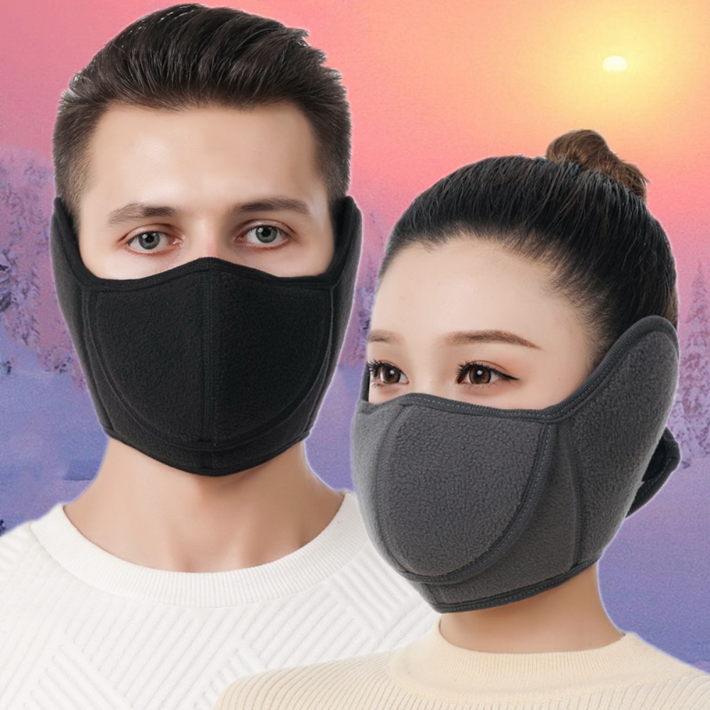Fashion Open Nose Winter Half Face Mask Keep Warm Fleece Riding Mask Breathable Unisex Ear Protection Earmuffs Outdoor