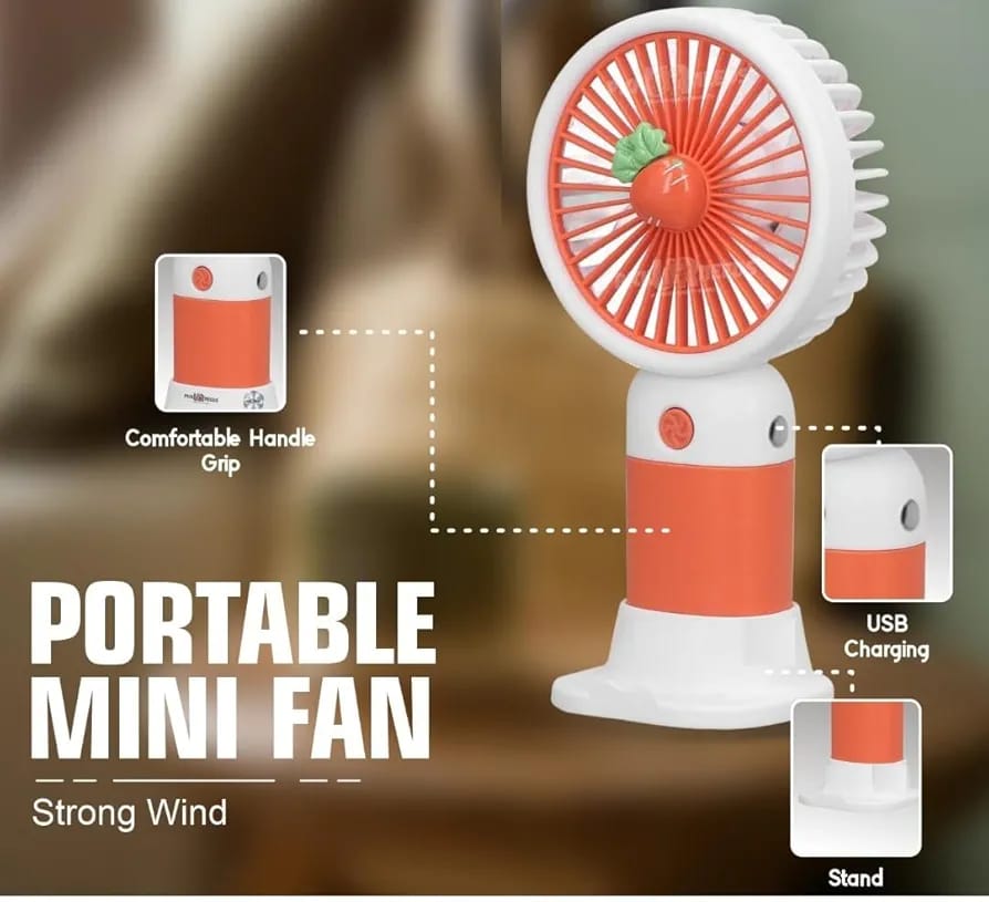 Mini Cartoon Handheld Fan| Rechargeable & Battery Operated Desktop Fan| Personal Small Fan for Kids & Adults