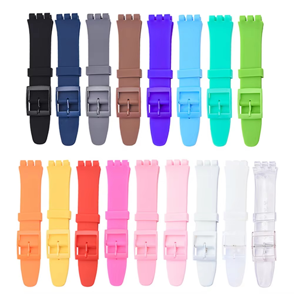 HOT Colorful Silicone Watchband for Swatch Watch 12MM 16MM 17MM 19MM 20MM Rubber Replace Bracelet Strap Band Accessories Pink Black