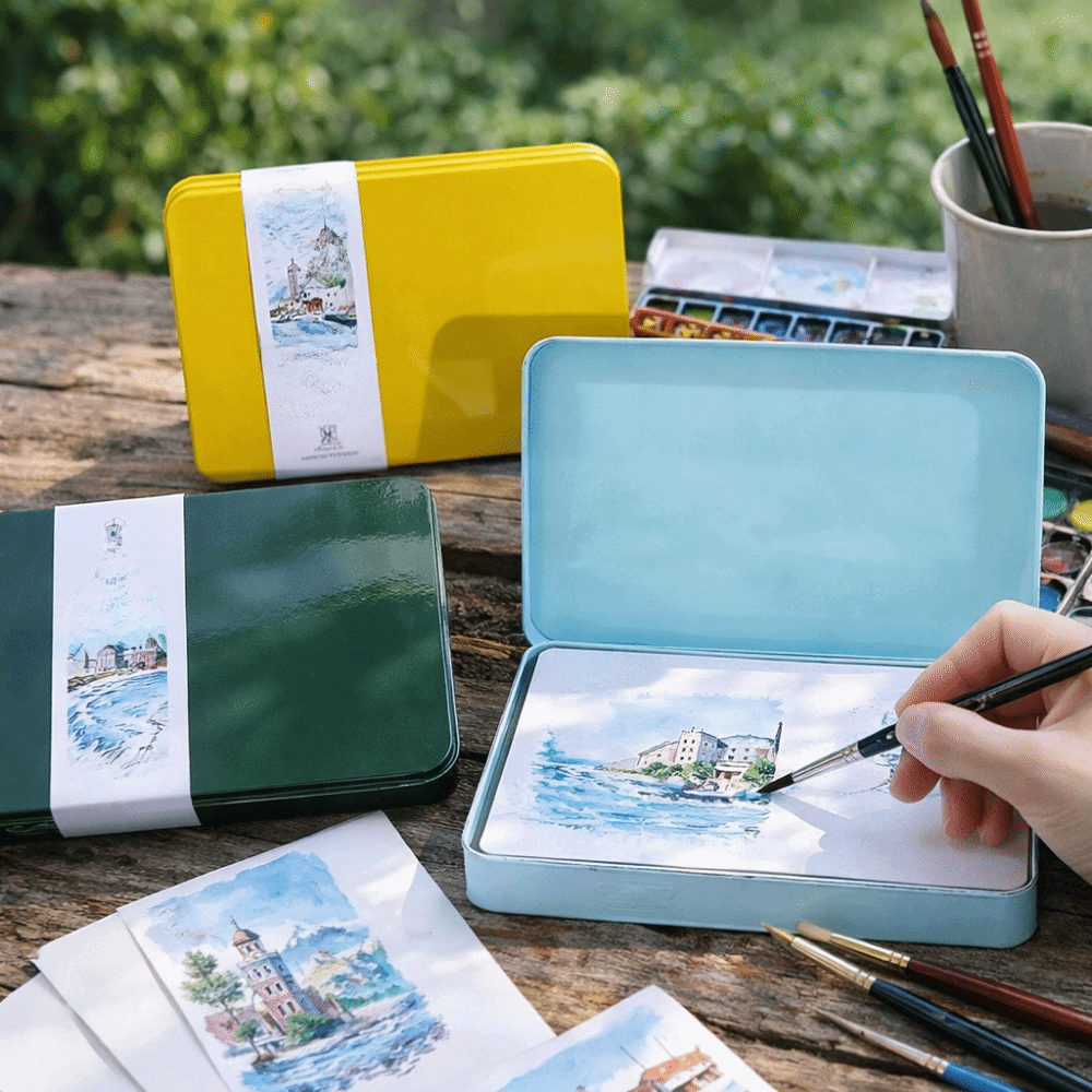 Postcard Size Fine Grain Watercolor Book Coarse Grain Tin Box Watercolor Paper Medium Grain Artist-grade Paper Use