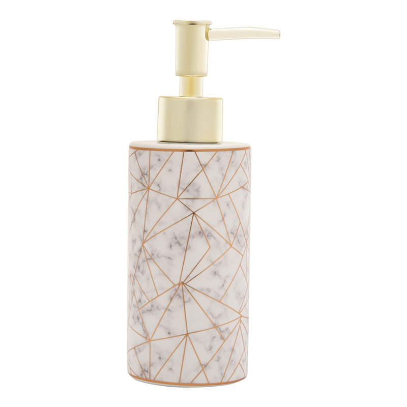 300Ml Stylish Hotel Bathroom Marble Ceramic Lotion Shampoo Liquid Soap Dispenser Pump Storage Bottle White