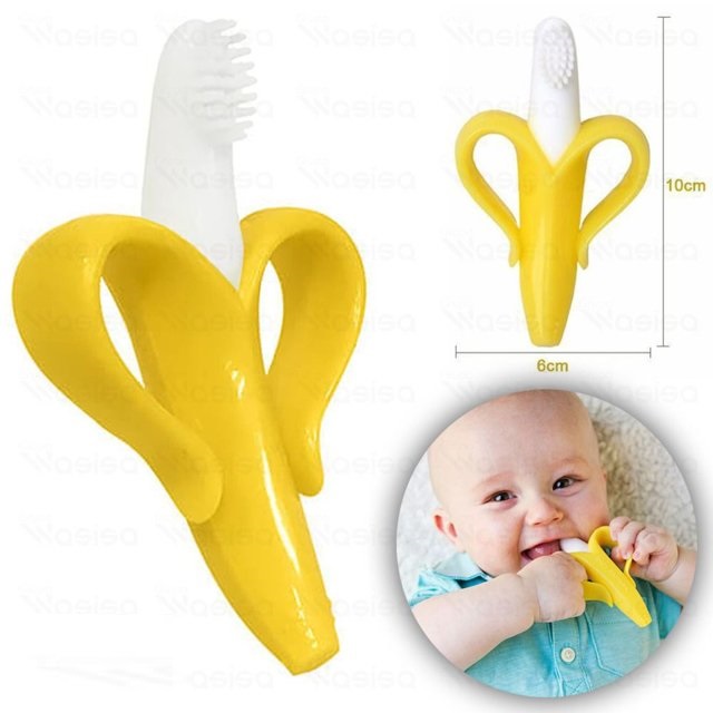 Mumlove Cute Banana Shaped Teether Toothbrush For Baby And Toddler Oral Care