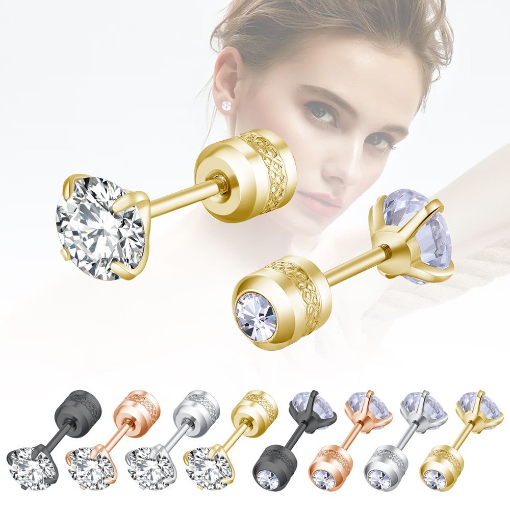1pcs Birthday Gifts Tiny 2-6mm Round Stainless Steel Diamond Cartilage Piercing Jewelry Cubic Zirconia Stud Earrings for Women Men