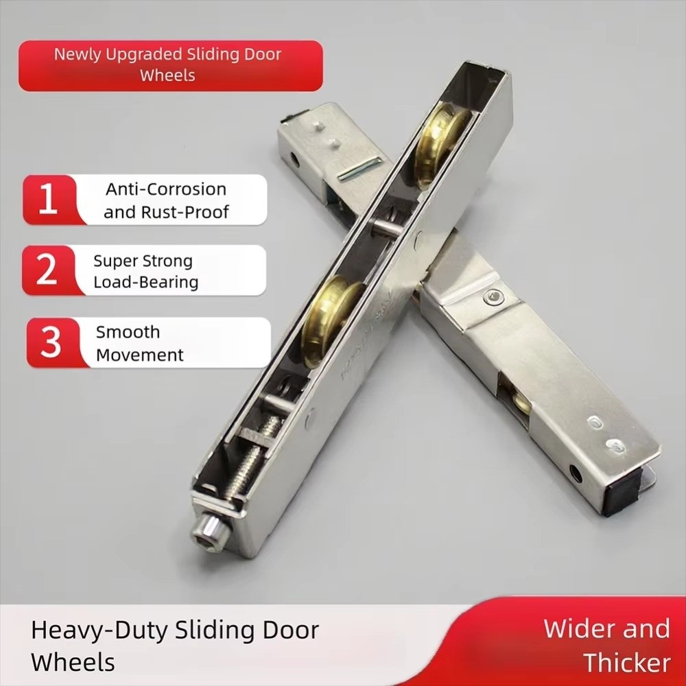 Durable Stainless Steel Door Sliding Roller Bearing Rollers Silent Slot Wheel Double Copper Wheel Sliding Door Fittings Door Window Cabinet Hardware