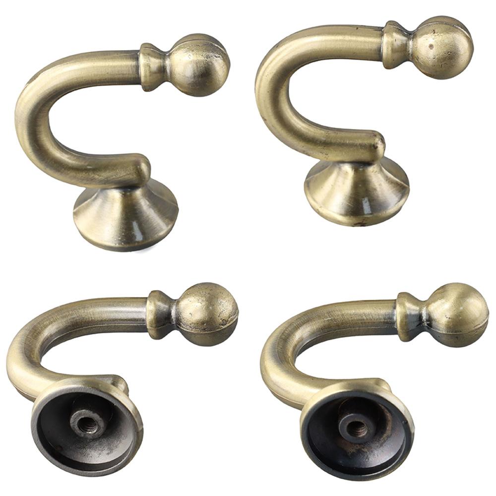4Pcs Practical Aluminum Alloy Curtain Tie-Backs Hook Wall Mounted Nickel Window Drapery Holdback Antique Bronze 47mm Wall Hooks Homen