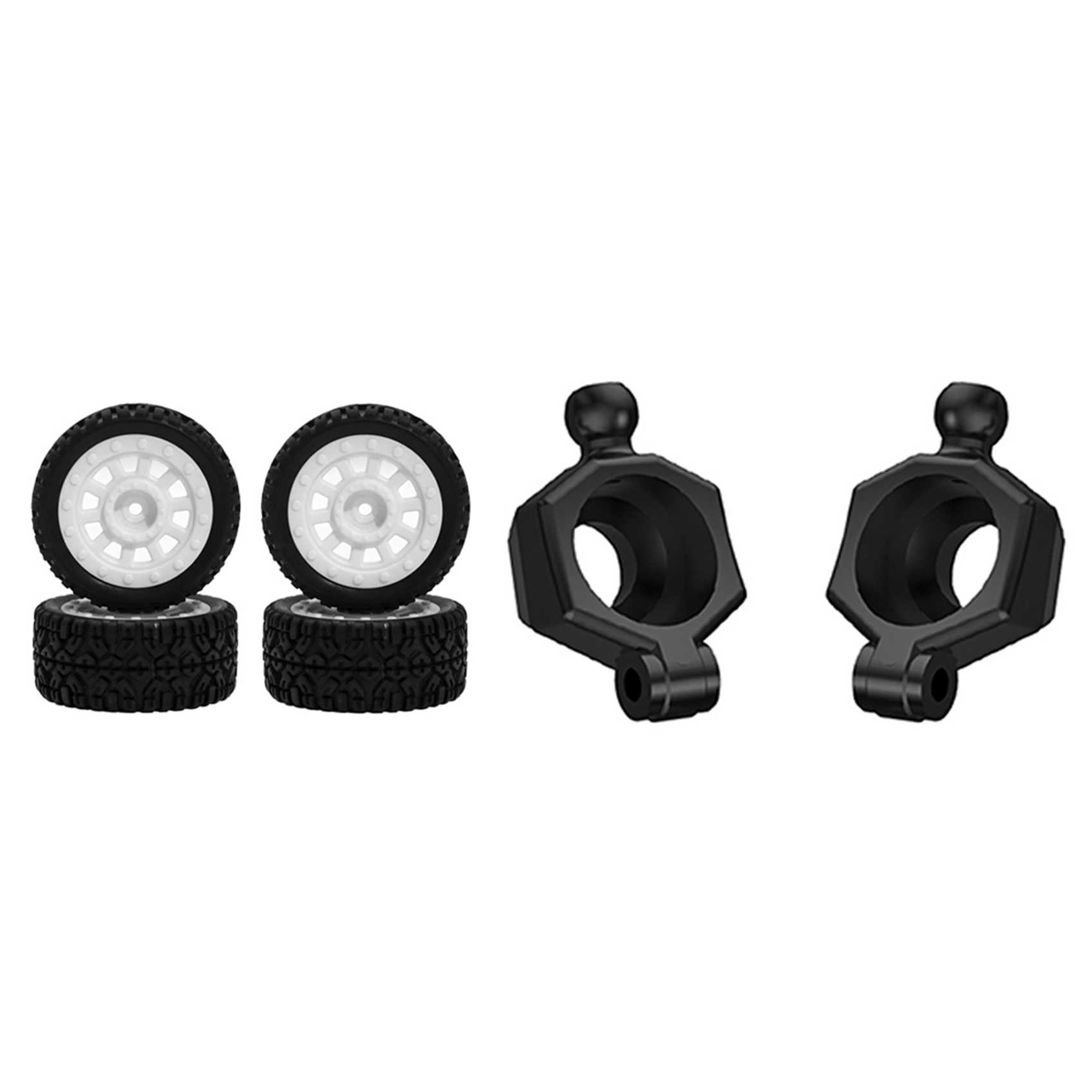NAMUNY 2 Set RC Car Part: 1 Set RC Car Wheel Tires Tyres & 1 Set Rear Wheel Seat Hub Carrier