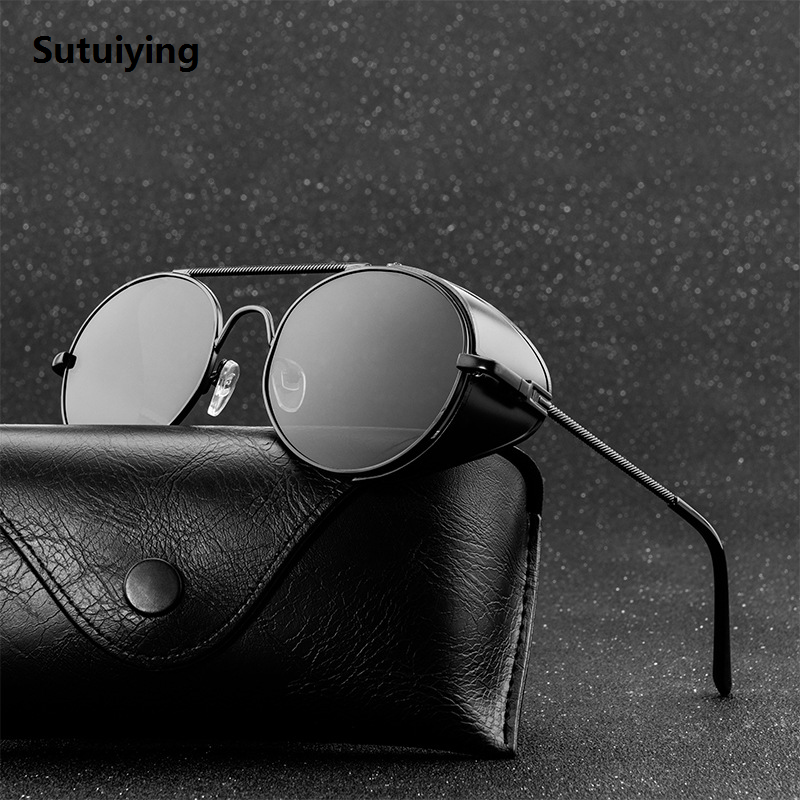 Sutuiying Retro gothic Steampunk Style Round Metal Frame Sunglasses Men Women 【2025 Version】 luxury Brand Designer Shields Lens Sun Glasses Gafas de Sol