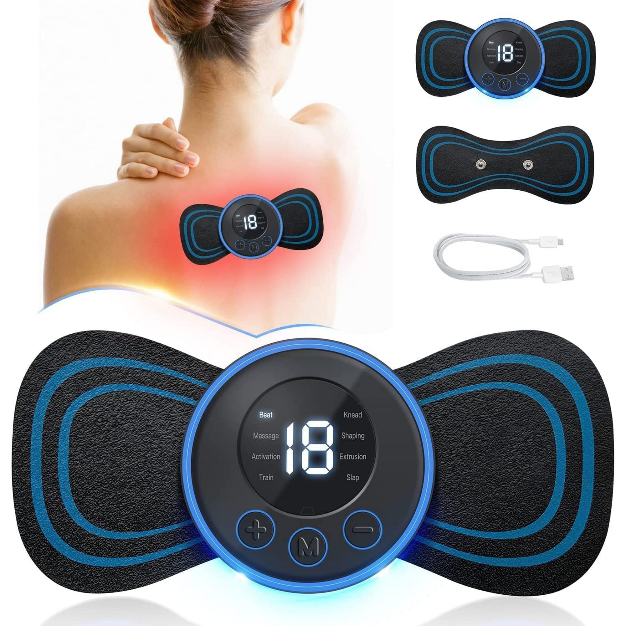 Electric EMS Neck Massager Cervical Massage Patch Shoulder Leg Arm Abdominal Pulse Muscle Stimulator Portable Pain Relief