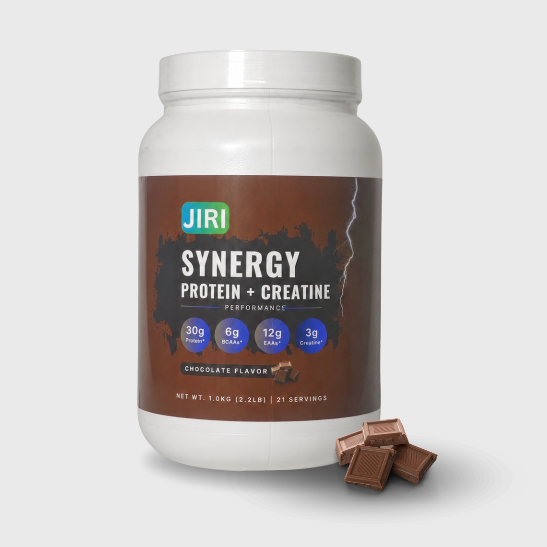 Jiri Synergy Performance Protein + Creatine Mix - Chocolate Flavor 1kg for Muscle Recovery and Endurance