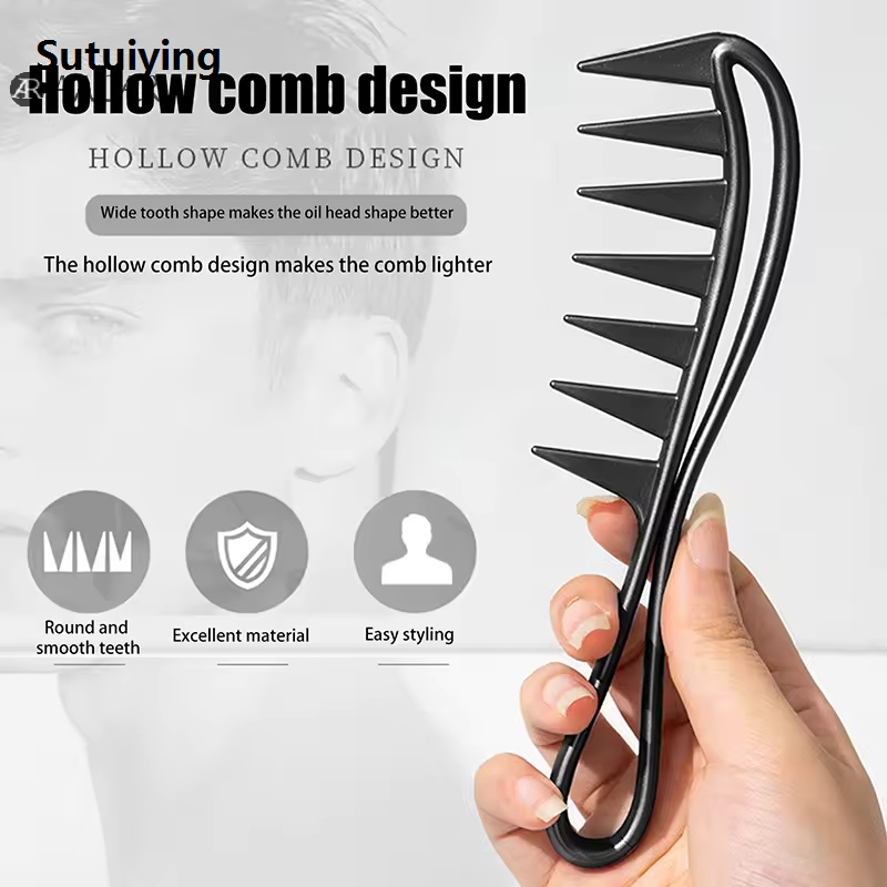Sutuiying 12pcs/set Barbershop Men Oil Head Wide Tooth Comb Pro Barber Soft Luxury Back of Head Stylist Hair Brush Salon Hair Stlying Supplies