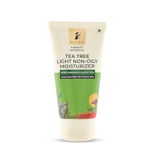 Pilgrim Australian Tea Tree oil free moisturizer for face for oily & acne prone skin with Hyaluronic acid & CICA |Tea tree light non-oily moisturizer