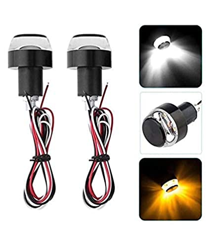 2X Motorcycle Drl/Turn Signal Led Light Blinker Indicator Handle Bar End White Yellow Colour