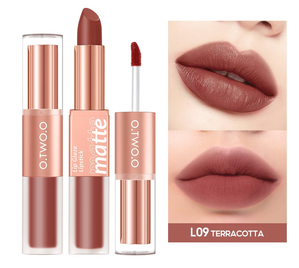 O.TWO.O 2 in 1 Double Head Lipstick and Lip Mud (Shade : Rose)