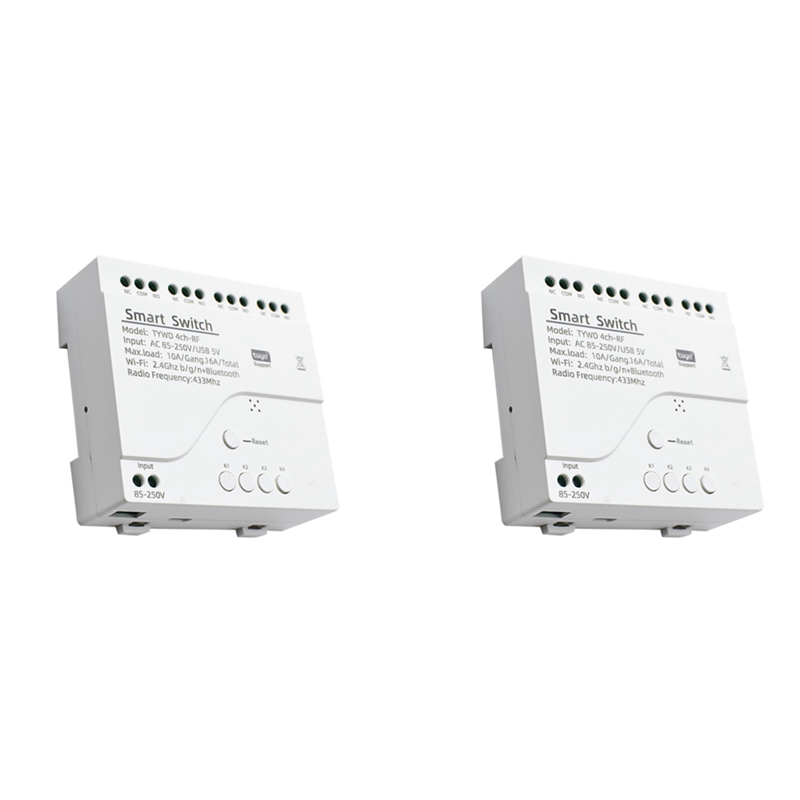 OUMERY 2X Tuya Smart Wifi Motor Switch Module RF 433 Radio Remote Control 4CH Inching Relay for Alexa , 4CH AC85-250V