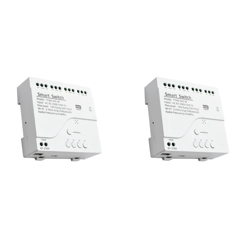 2X Tuya Smart Wifi Motor Switch Module RF 433 Radio Remote Control 4CH Inching Relay for Alexa , 4CH AC85-250V