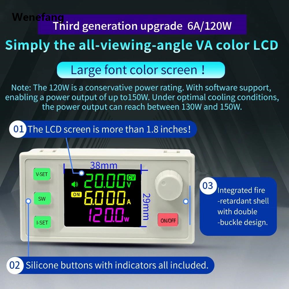 Wenefang SK120X DC DC Buck Boost Converter CC CV 0.6-30V 6A 5V 6V 12V 24V Hot Selling Power Module Adjustable Regulated Laboratory Power Supply