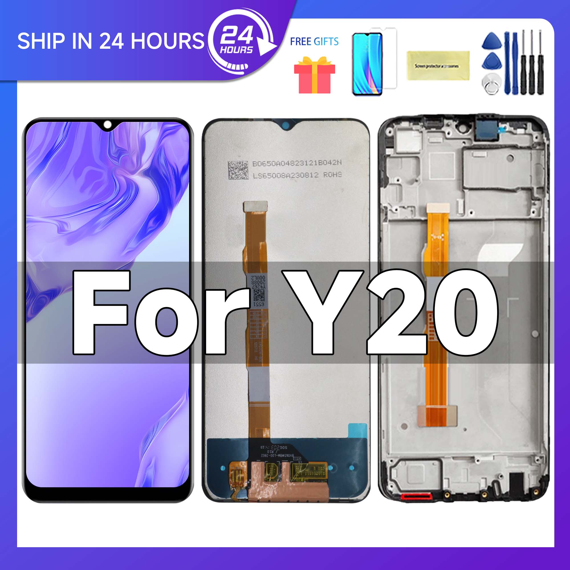 New specials 6.51| Original For VIVO Y20 V2029 / Y20i V2027 V2032 LCD Display Touch Screen With Frame Digitizer Assembly For vivo Y20s Lcds