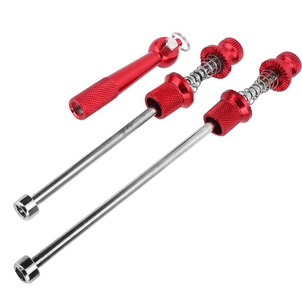 Durable Aluminum Alloy Quick Release Skewers Anti Theft Black&Red Wheels Locking Security Bike Skewer Set for Road Bike,Mountain Bike