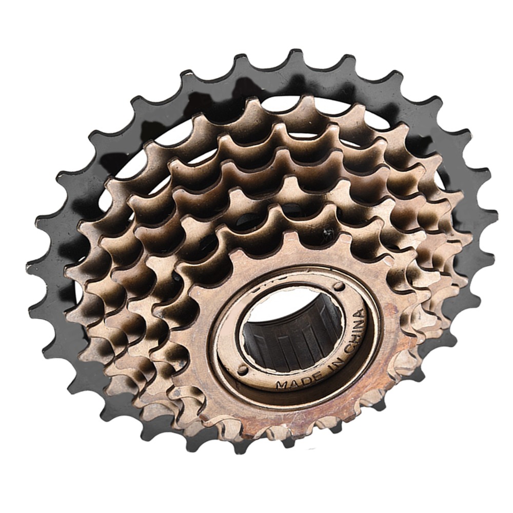 Durable 14-28T Bicycle Freewheel 7 Speed High Carbon Steel Bike Cassette Sprocket Black and Brown Easy Installation Bicycle Freewheel Replacement Part for Mountain Bike,Road Bikes