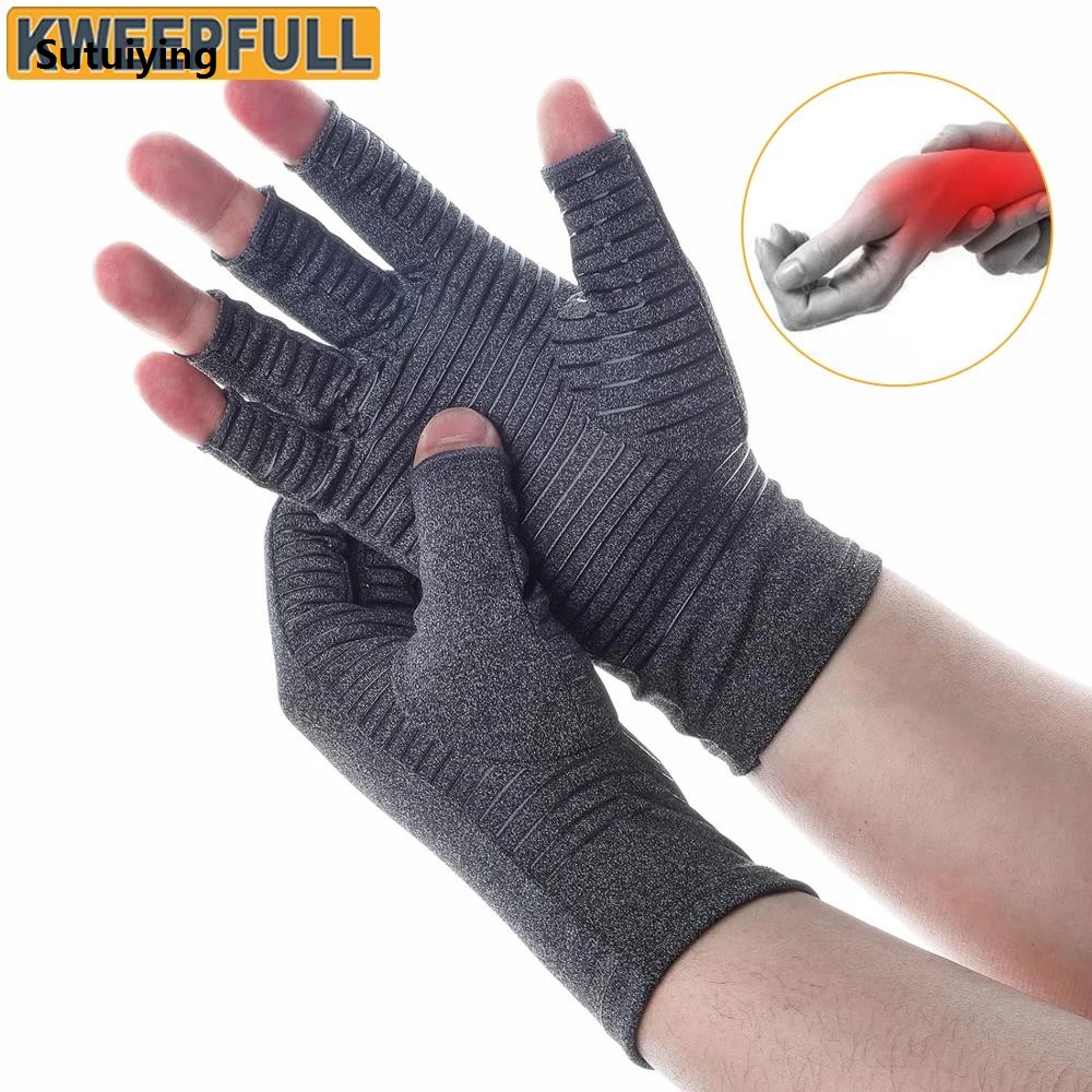 Sutuiying 1 Pair Compression Arthritis Gloves Wrist Support Joint Pain Relief Ache Pain Joint Therapy Wristband Support Compression Gloves