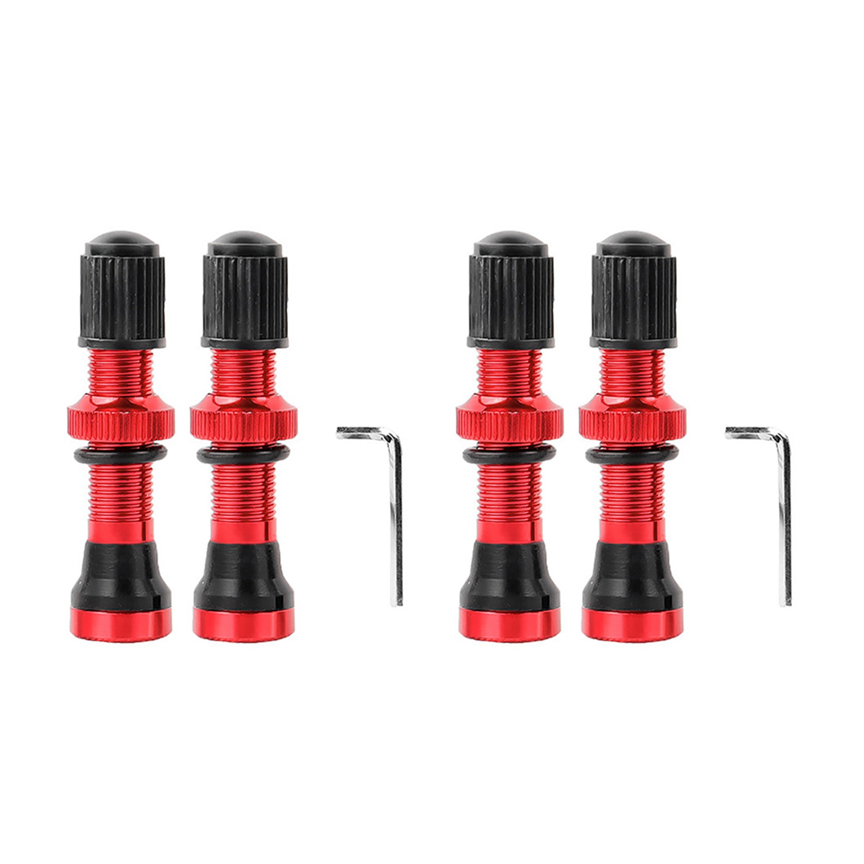 (GGBR) 4PCS Bicycle Schrader A/V Valves 40mm CNC Machined Anodized Nipple for Road Bike Tubeless Rims,Red