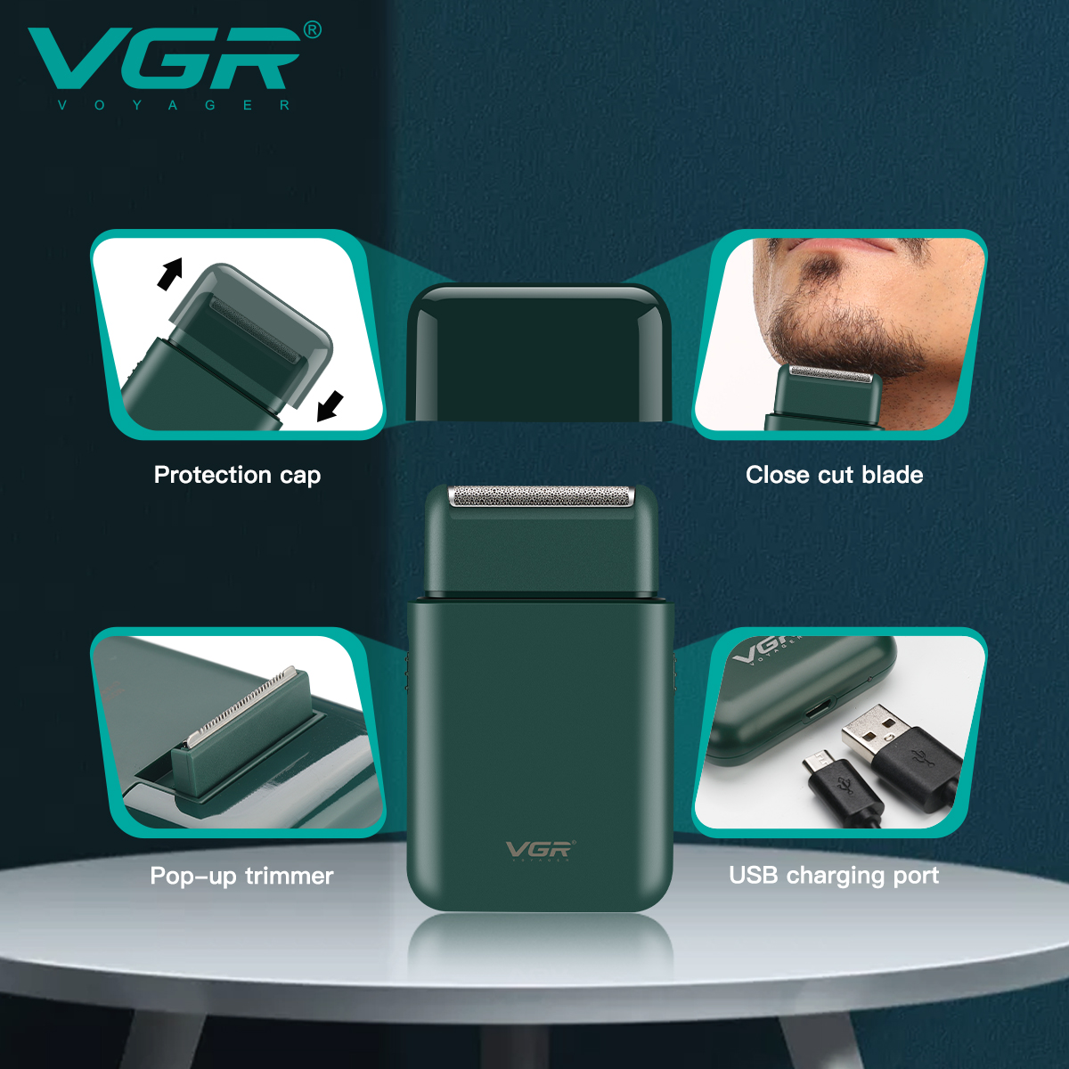 VGR 390 Rechargeable Portable Beard Shaver/Trimmer