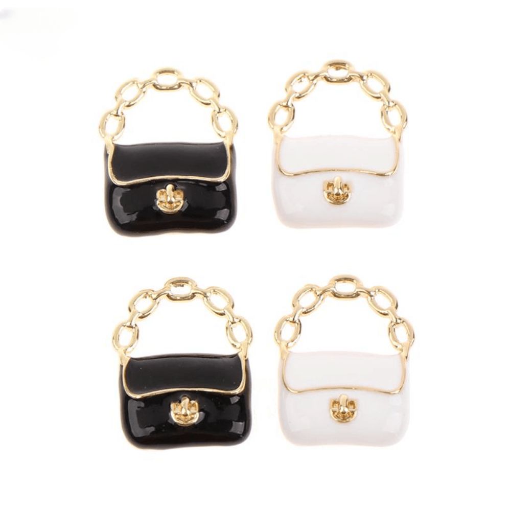 Mini Clothing Accessories DIY Toy Dollhouse Miniature Metal Handbag Fashion Cute Doll Miniature Bag Black/White Decoration Dollhouse Mini Metal Chain Bag Kids Gift