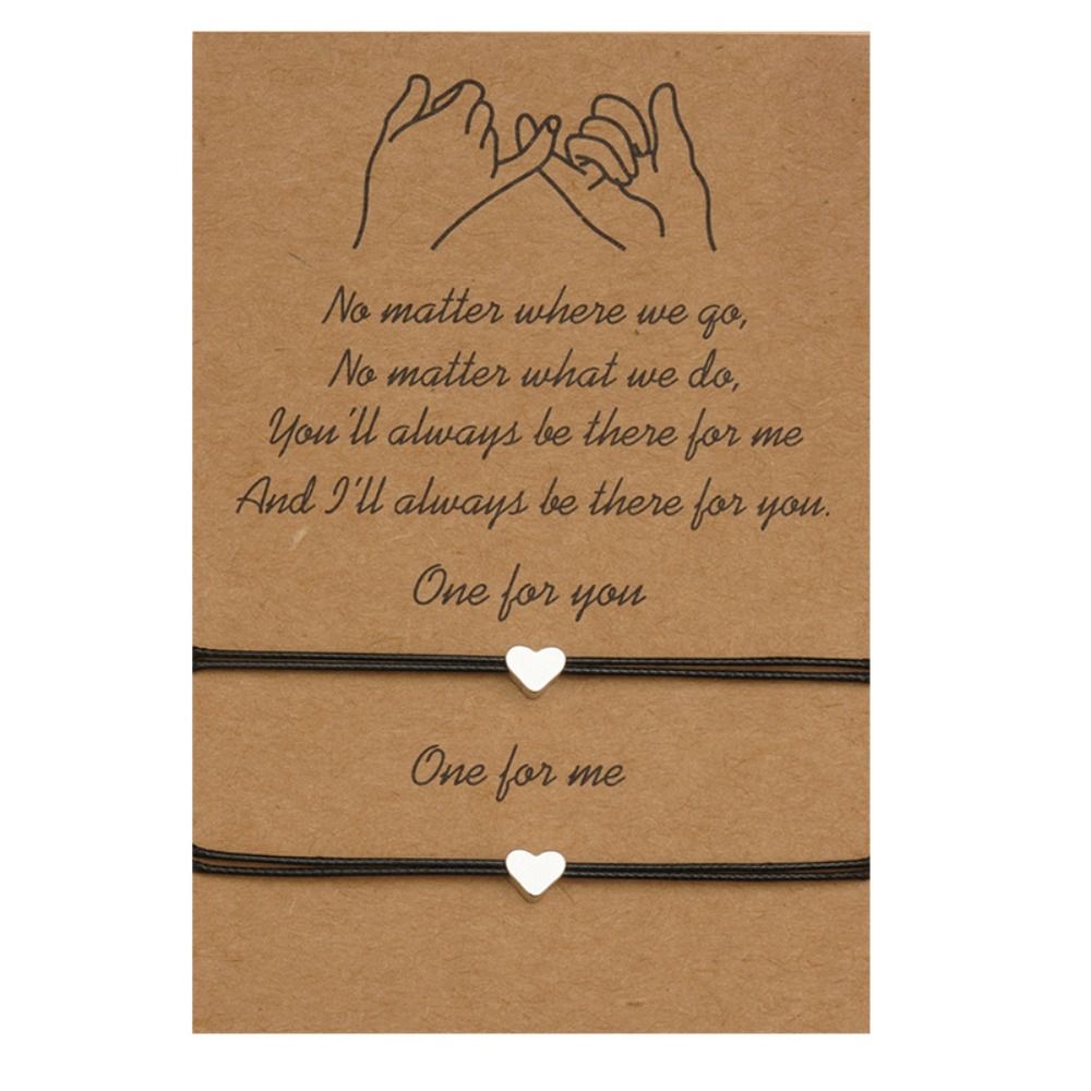 2pcs Fashion Adjustable Small Heart Bracelets Simple Creative Friendship Card Bracelet Gift Star Couple Bracelets Women