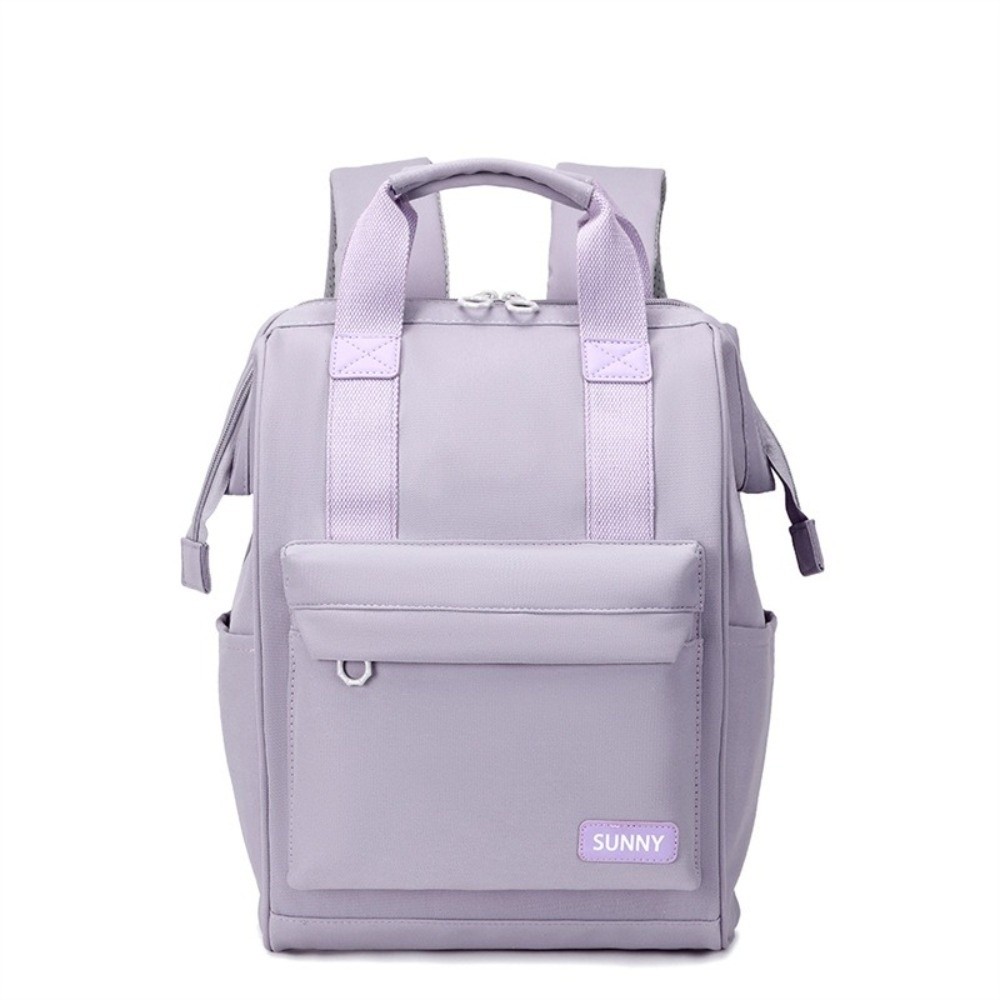 Casual Solid Color Shoulder Backpack Oxford Cloth Wear-resistant Travel Laptop Rucksack Multi-pockets Large Capacity Student School Bag