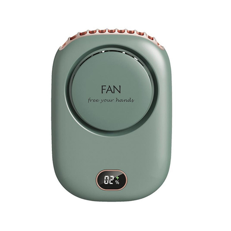 Portable Hanging Neck Fan, 2000mAh Wearable Mini Fan, Battery Operated USB Rechargeable 3 Speed Air Cooler Green