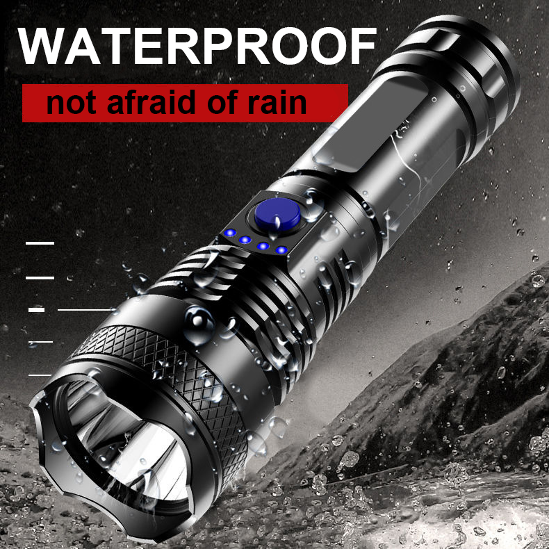 Fashion Super Bright High Power LED Flashlight 800W Wick Portable Rechargeable LED Lamp Waterproof Daily Large capacity battery Torch