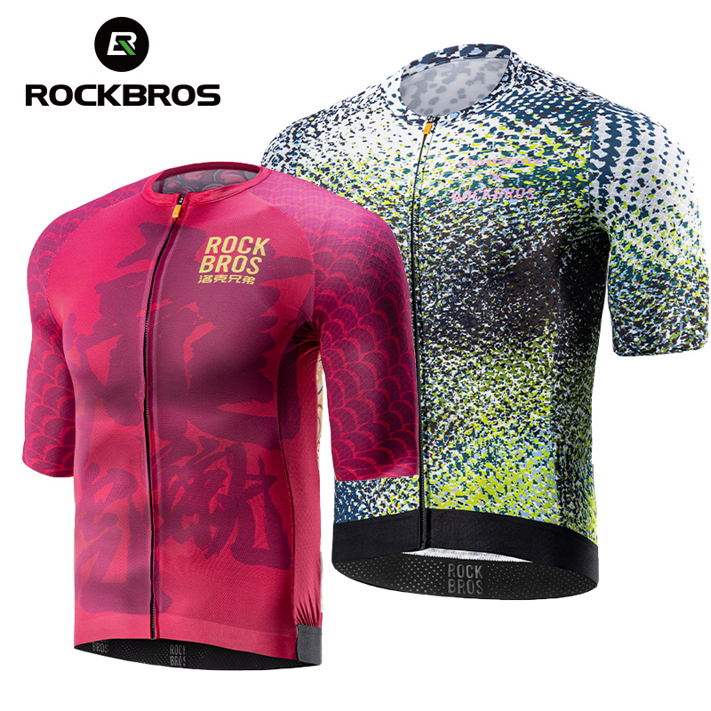 HOT ROCKBROS Summer Cycling Jersey Breathable High Elastic Short Sleeves Jersey Shirt Male Cycling Jersey Set Men Cycling Clothing